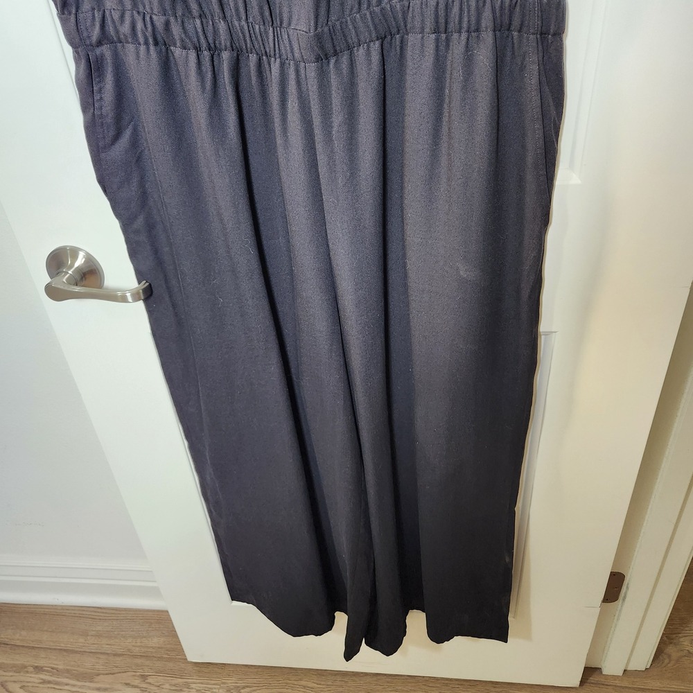 Eileen Fisher Jumpsuit Women L Black Sleeveless Elastic Waist Pockets Wide Leg - Picture 13 of 15